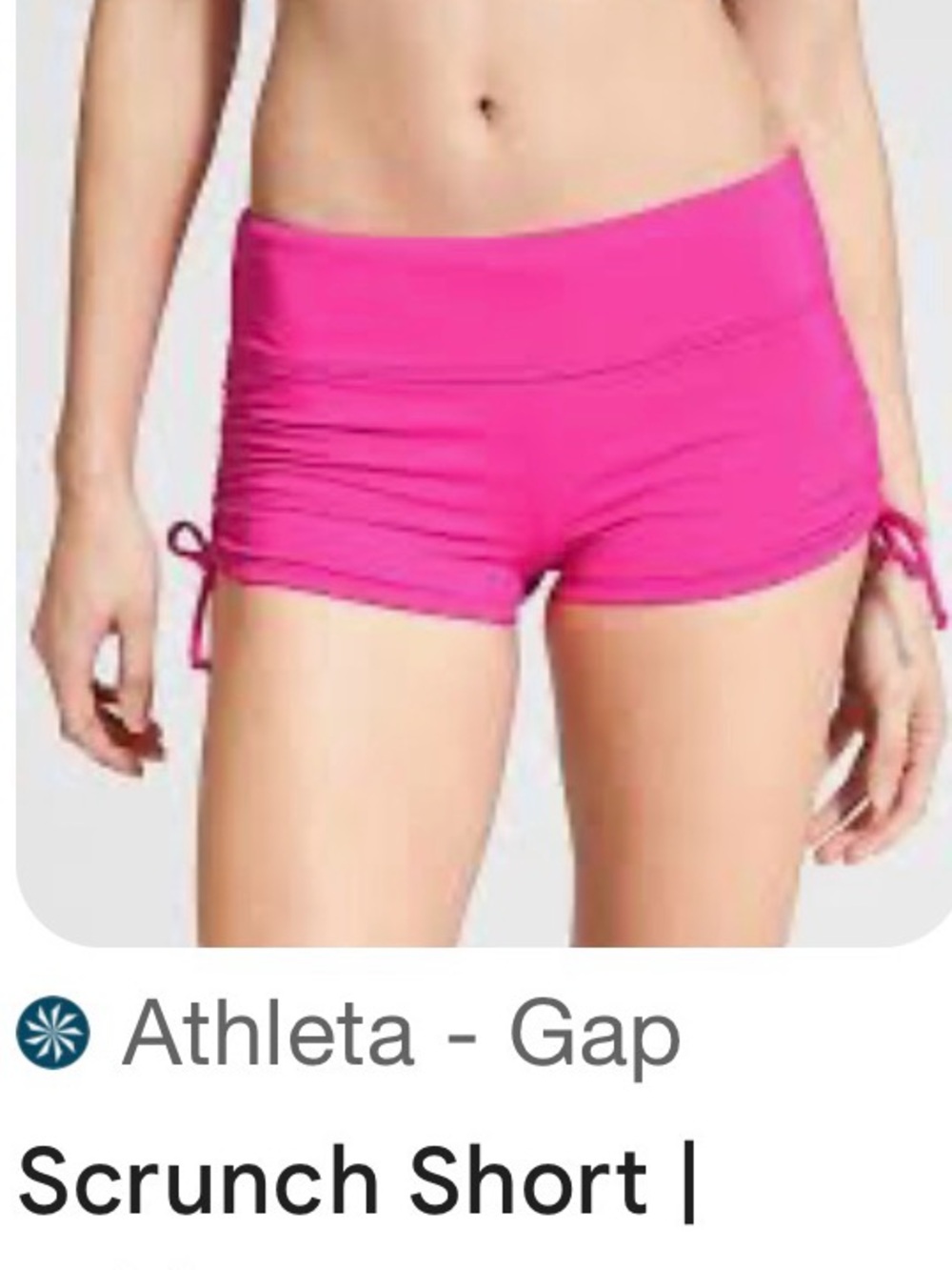 Athleta Scrunch Pink Side-Ruched Swim Shorts
